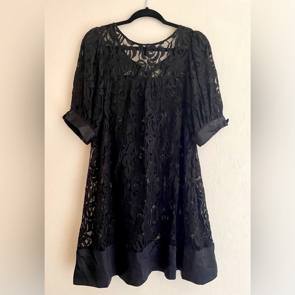 Adrianna Papell Dresses & Skirts - Anthropologie Lace Adrianna Papell Sheer Black  dress size 14 WhimsiGoth